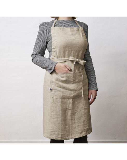Grembiule regolabile Soline in lino lavato naturale - 70 x 85 cm