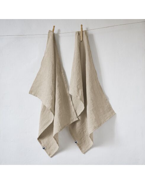 Set van 2 vaatdoeken voor gewassen linnen Soline naturel - 50 x 70 cm