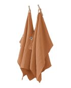 Handdoeken Set van 2 stuks gewoon katoenen gaas Gaïa lichtoranje - 50 x 70 cm
