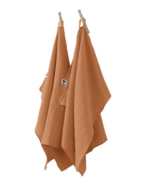 Handdoeken Set van 2 stuks gewoon katoenen gaas Gaïa lichtoranje - 50 x 70 cm