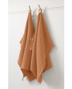 Handdoeken Set van 2 stuks gewoon katoenen gaas Gaïa lichtoranje - 50 x 70 cm