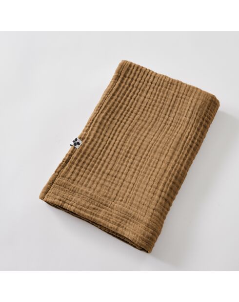 Lenzuolo da doccia Gaïa in garza di cotone tinta unita marrone - 70 x 130 cm
