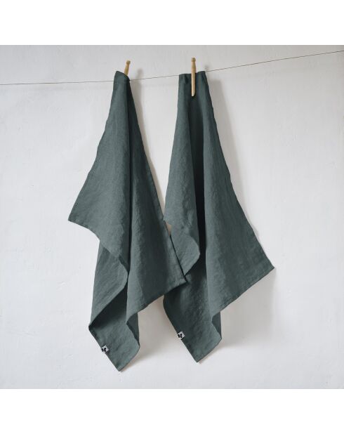Set van 2 donkergrijze Soline vaatdoeken van gewassen linnen - 50 x 70 cm