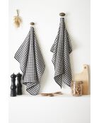 Handdoeken Set van 2 geweven katoenen gaasgeverfd Vickie zwart - 50 x 70 cm