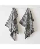 Handdoeken Set van 2 geweven katoenen gaasgeverfd Vickie zwart - 50 x 70 cm