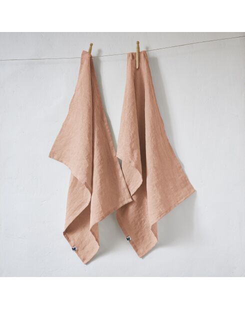 Set van 2 wasbare linnendoeken Soline roze - 50 x 70 cm
