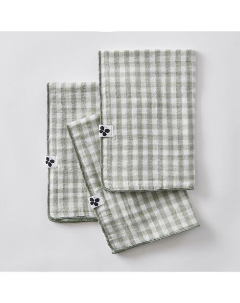 Serviettes Lot de 3 gaze de coton tissée teinte Vickie bleu clair - 40 x 40 cm