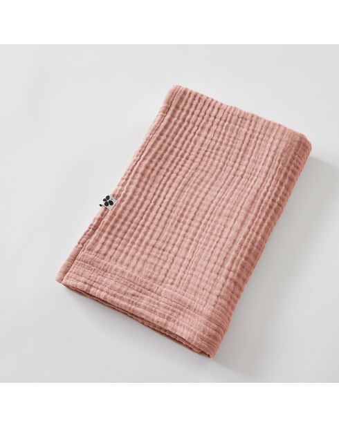 Lenzuolo da doccia Gaïa in garza di cotone tinta unita rosa - 70 x 130 cm
