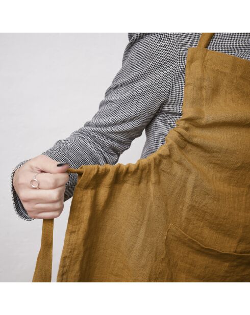 Grembiule regolabile Soline in lino lavato marrone - 70 x 85 cm