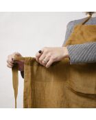 Delantal ajustable Soline de lino lavado marrón - 70 x 85 cm