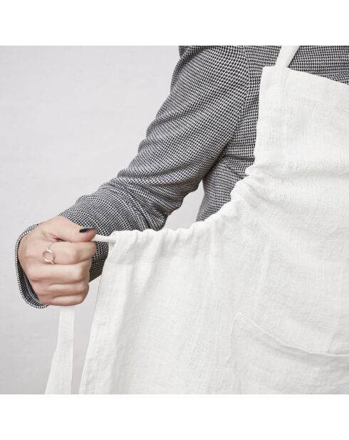 Grembiule regolabile Soline in lino lavato bianco - 70 x 85 cm