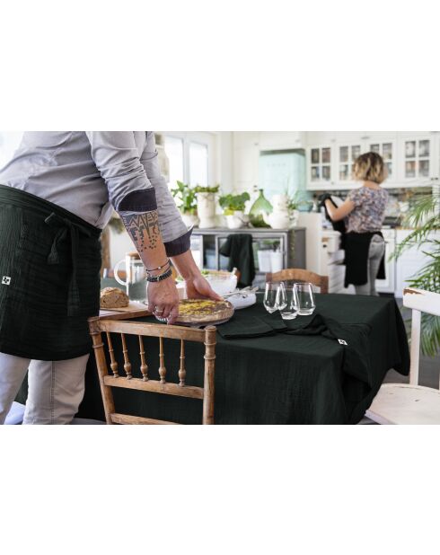 Nappe rectangle gaze de coton unie Gaia vert foncé