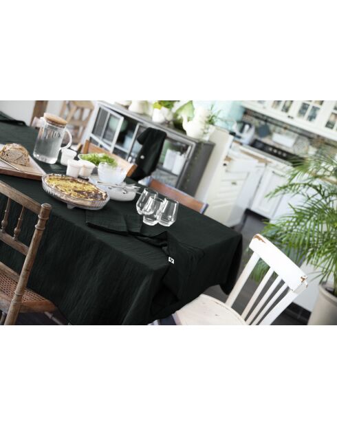 Nappe rectangle gaze de coton unie Gaia vert foncé