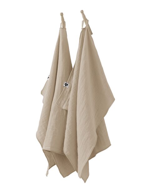 Handdoeken Set van 2 stuks gewoon katoenen gaas Gaïa donkerbeige - 50 x 70 cm