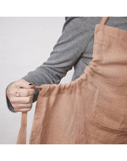 Grembiule regolabile Soline in lino lavato rosa - 70 x 85 cm