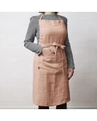 Delantal ajustable Soline de lino lavado rosa - 70 x 85 cm