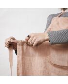 Delantal ajustable Soline de lino lavado rosa - 70 x 85 cm