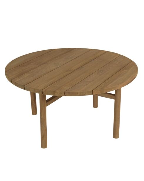 Table basse de jardin ronde en bois de teck recyclé naturel - D80 cm