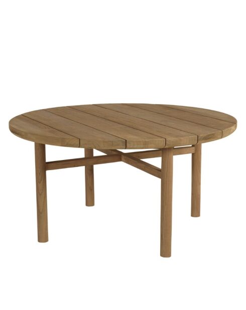 Table basse de jardin ronde en bois de teck recyclé naturel - D80 cm