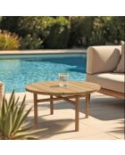 Table basse de jardin ronde en bois de teck recyclé naturel - D80 cm