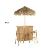 Set nr. 6:1 bar + 1 parasol + 2 lichte houten krukken - 121x52x109 cm