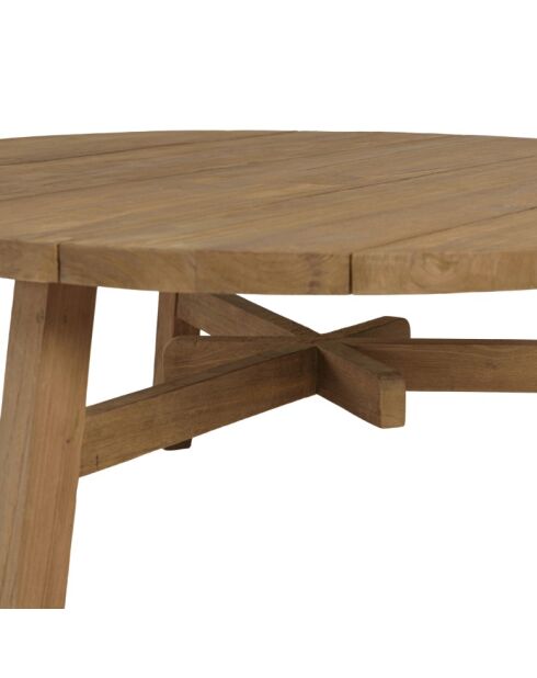 Table basse de jardin ronde en bois de teck recyclé naturel - D95 cm