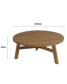 Table basse de jardin ronde en bois de teck recyclé naturel - D95 cm
