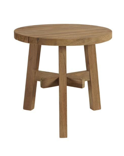 Table d'appoint de jardin ronde en bois de teck recyclé naturel - D47cm