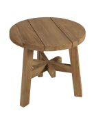 Table d'appoint de jardin ronde en bois de teck recyclé naturel - D47cm