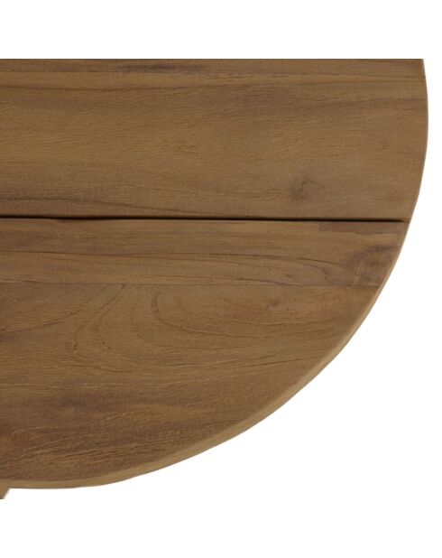 Table d'appoint de jardin ronde en bois de teck recyclé naturel - D47cm