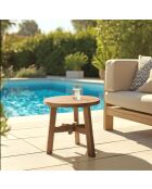 Table d'appoint de jardin ronde en bois de teck recyclé naturel - D47cm