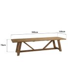 Table à manger de jardin en bois de teck recyclé naturel - 300x100 cm