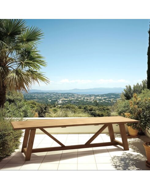 Table à manger de jardin en bois de teck recyclé naturel - 300x100 cm