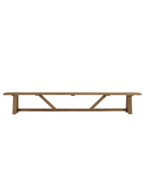 Banco de jardín de madera de teca reciclada natural - 300x28 cm