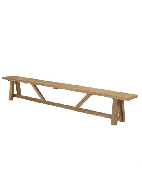 Banco de jardín de madera de teca reciclada natural - 300x28 cm