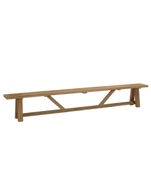 Banco de jardín de madera de teca reciclada natural - 300x28 cm
