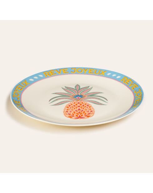 Plat de service à gâteau Ananas multicolore - 21 x 21 cm