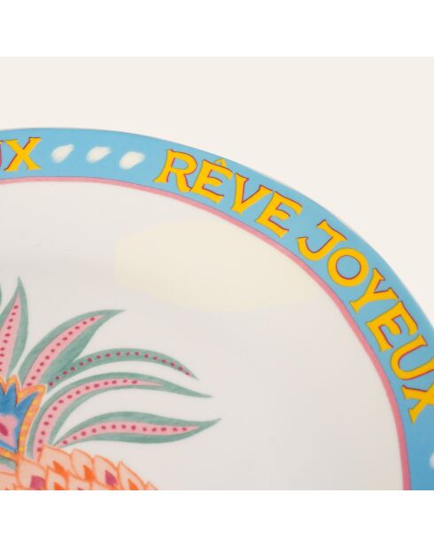 Plat de service à gâteau Ananas multicolore - 21 x 21 cm