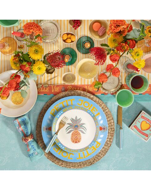 Plat de service à gâteau Ananas multicolore - 21 x 21 cm