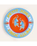 Plateau pour aliments orange et bleu - 26 x 26 x 2.5 cm