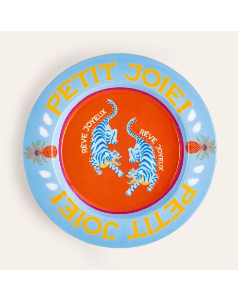 Plateau pour aliments orange et bleu - 26 x 26 x 2.5 cm
