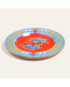 Plateau pour aliments orange et bleu - 26 x 26 x 2.5 cm