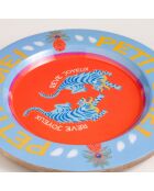 Plateau pour aliments orange et bleu - 26 x 26 x 2.5 cm