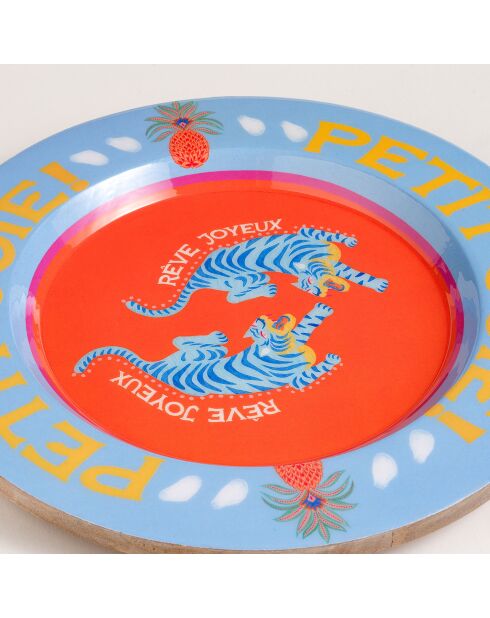 Plateau pour aliments orange et bleu - 26 x 26 x 2.5 cm