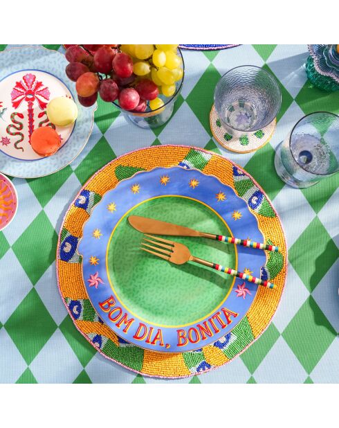 Assiette Bom Dia, Bonita verte - 28 x 28 cm