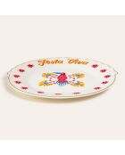 Plat de service à gâteau Fiesta Viva multicolore et blanc - 20 x 20 cm