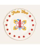 Plat de service à gâteau Fiesta Viva multicolore et blanc - 20 x 20 cm
