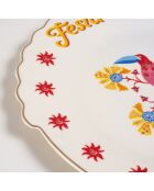 Plat de service à gâteau Fiesta Viva multicolore et blanc - 20 x 20 cm