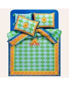 Parure  housse de couette en satin de coton pour lit king vert - 240 x 220 cm