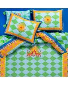 Parure  housse de couette en satin de coton pour lit king vert - 240 x 220 cm